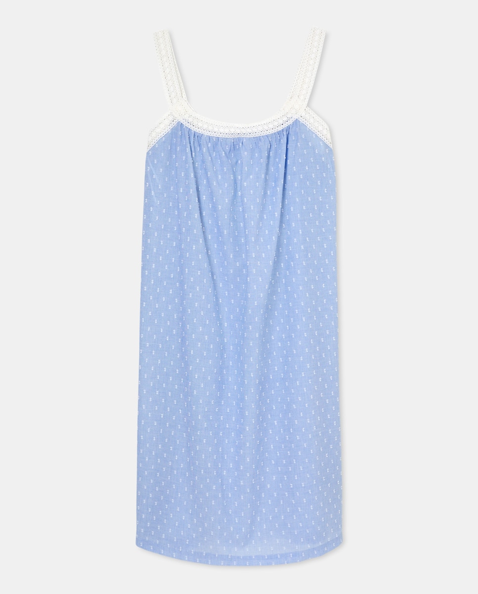 Camison mujer tirantes algodón plumeti Azul claro-3