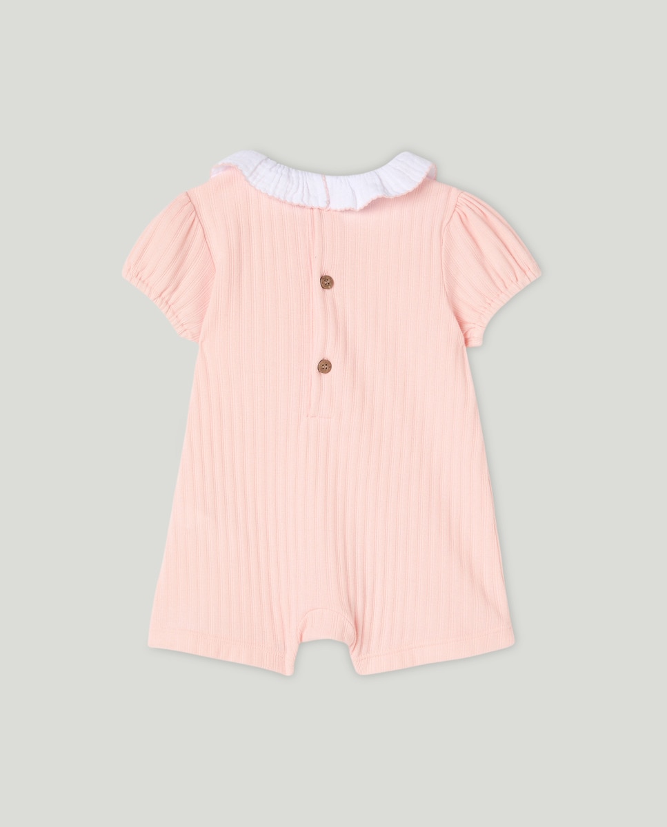 Babygrow Curto de Bebé com Debruado Liso 200 Rosa-2