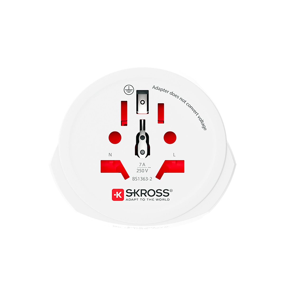 Adaptador de Viagem Mundial-Reino Unido para Dispositivos de 2 e 3 Polos Branco / Vermelho-1