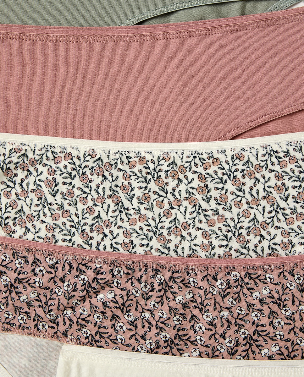 Pack 5 braga bikini algodón estampadas Rosa-4