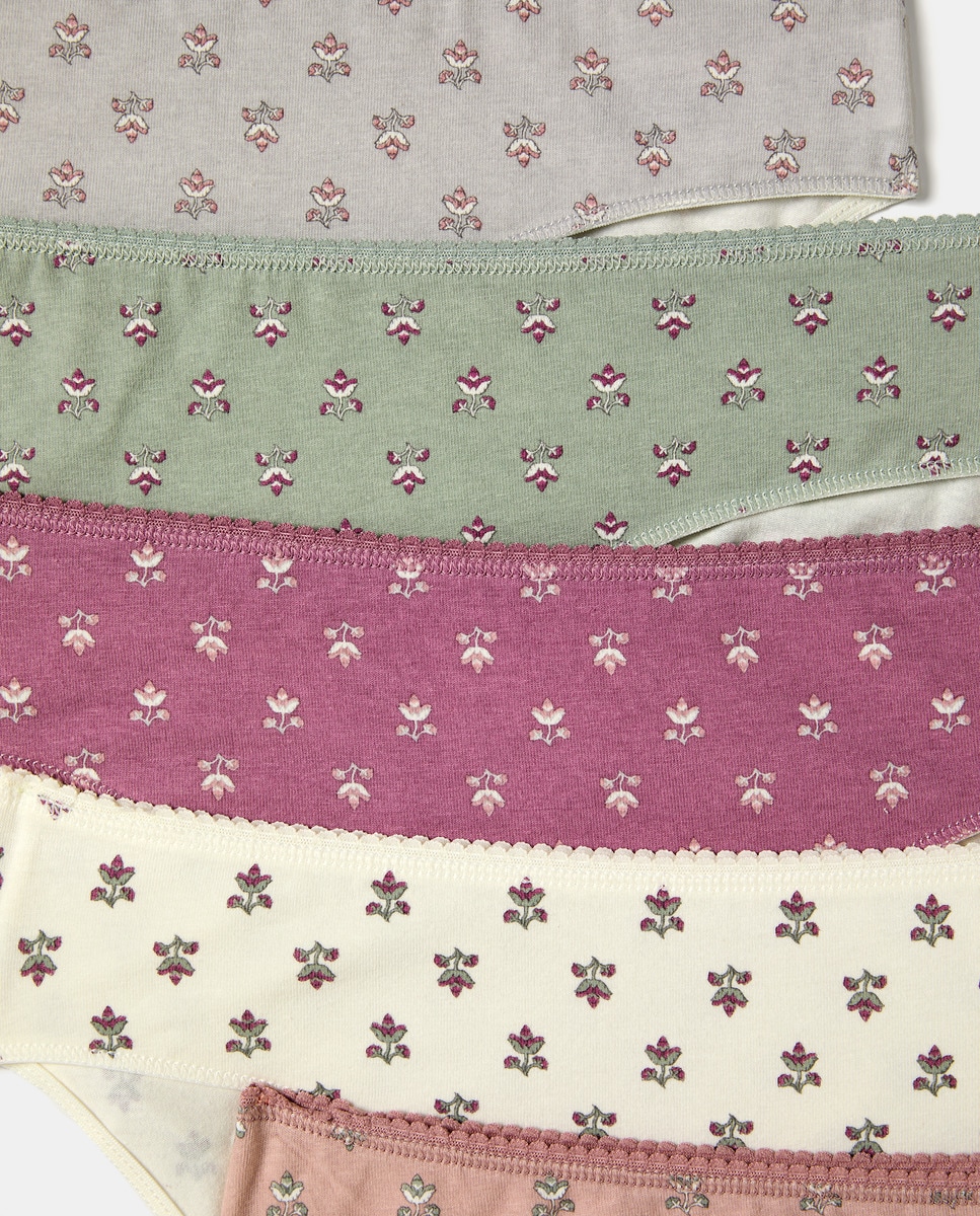 Pack 5 braga bikini algodón estampadas Verde Agua-4