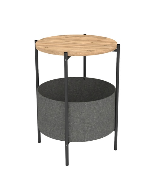 Imagen 0 de Mesa auxiliar mesa de sofá mesa de centro móvil mesita de noche estilo industrial estructura metálica negra