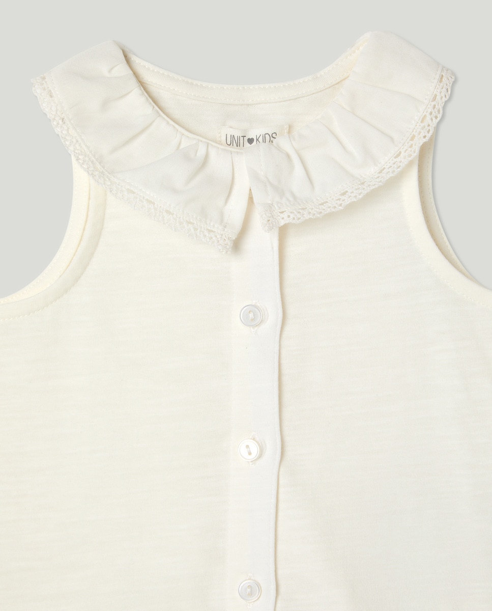 Camiseta bebé niña abierta cuello Crudo-3
