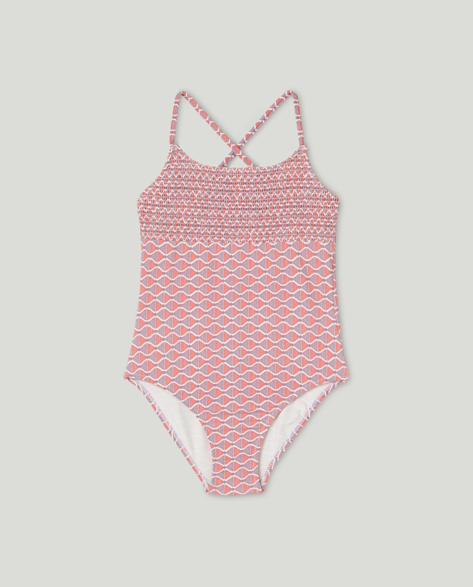 Bañador niña con estampado geométrico Coral-1