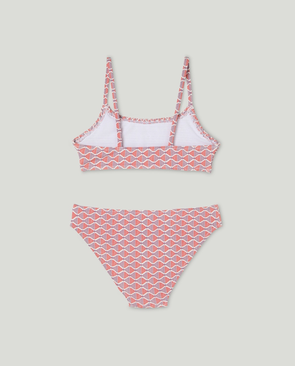Bikini niña con estampado geométrico Coral-2