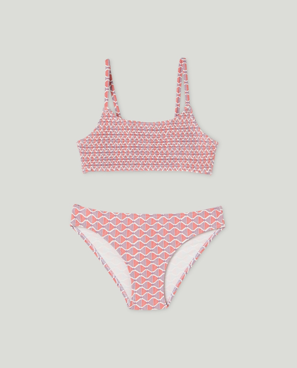 Bikini niña con estampado geométrico Coral-1