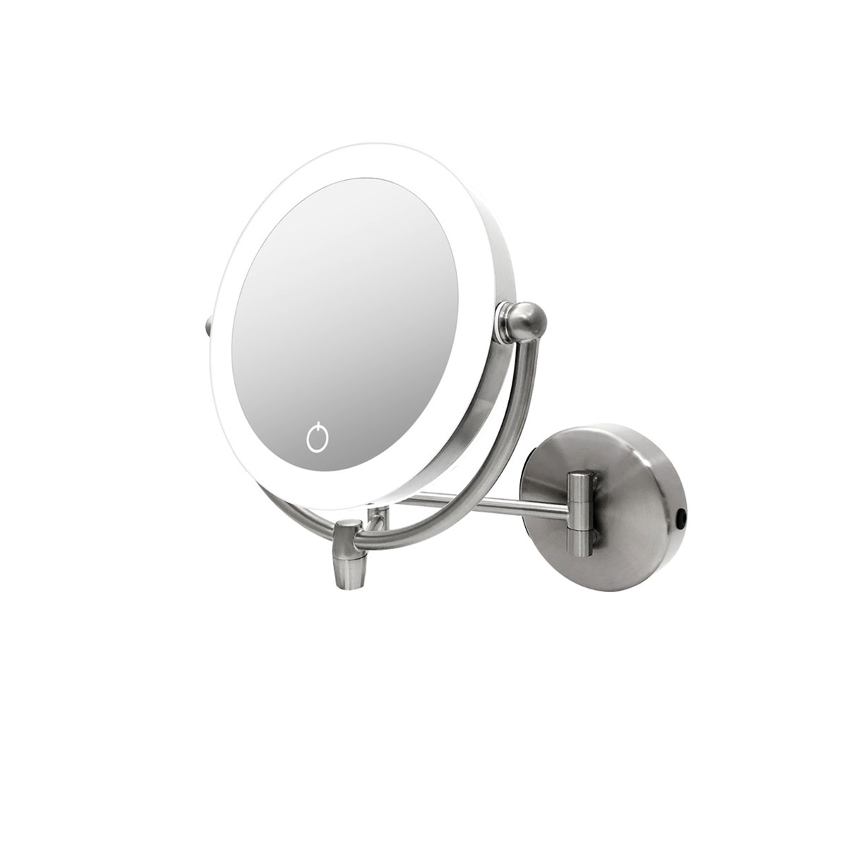 Espelho Cosmético de Parede com Aumento x7 e Luz LED Baris Aço fosco-1