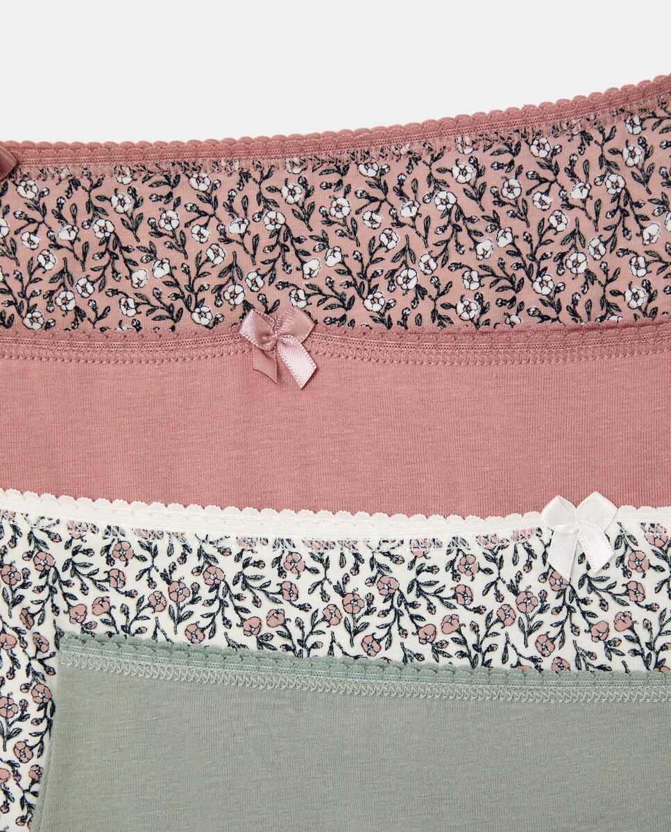 Pack 5 bragas altas estampadas algodón Rosa-4