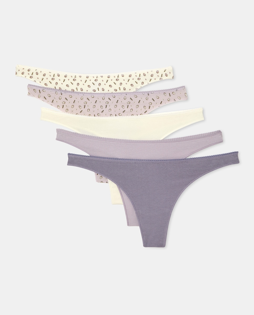 Pack 5 tangas algodón estampados Lila-3