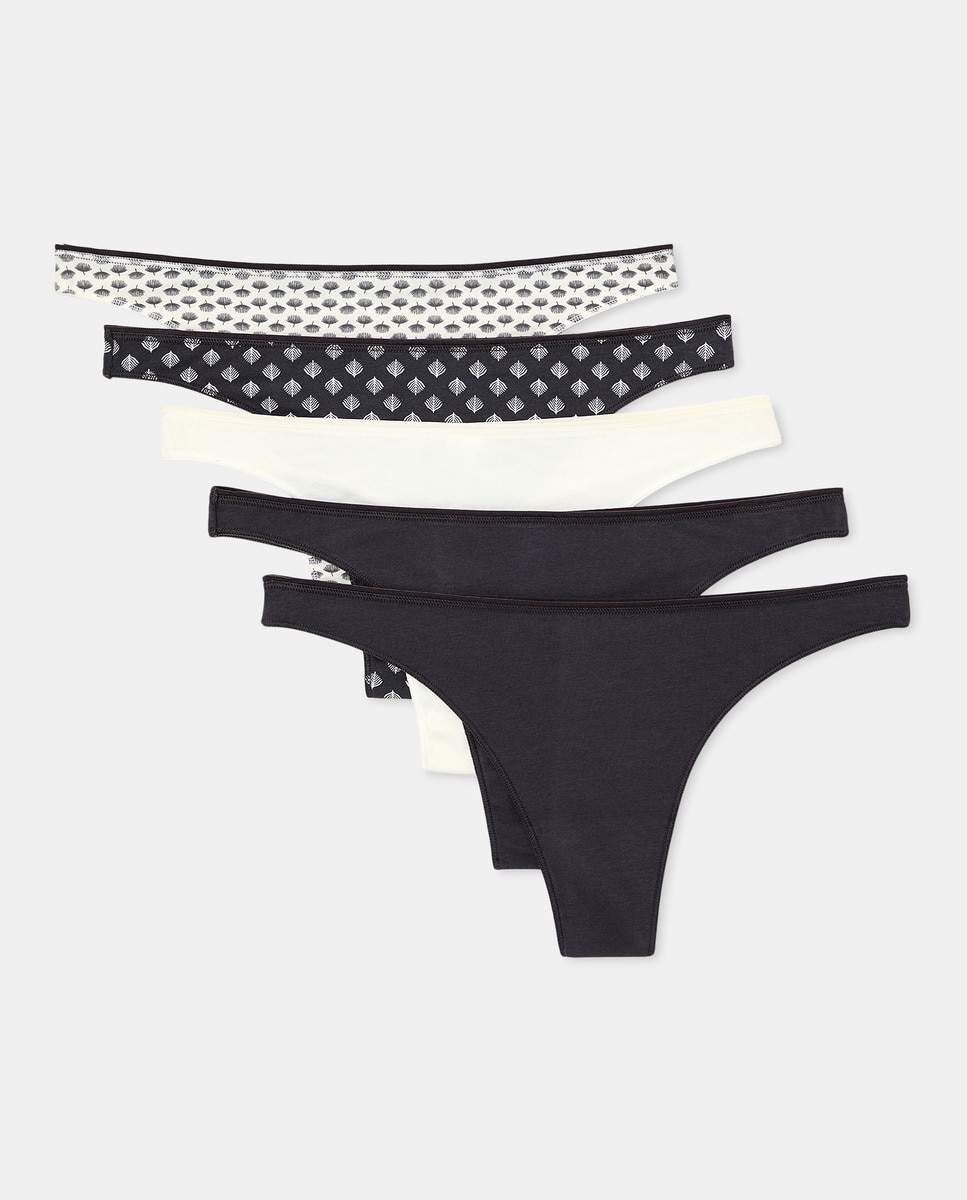 Pack 5 tangas algodón estampados Gris oscuro-3