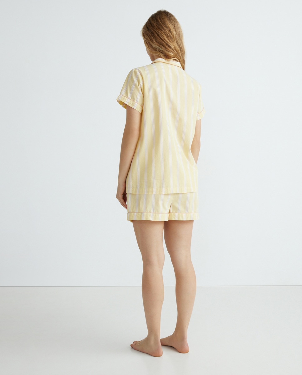 Pijama de mujer masculino de rayas Amarillo-2