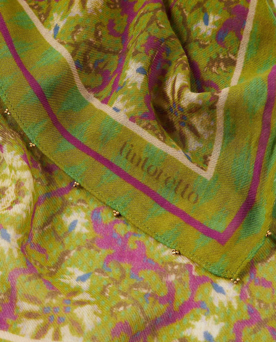 Lenço de Algodão Estampado Verde-2