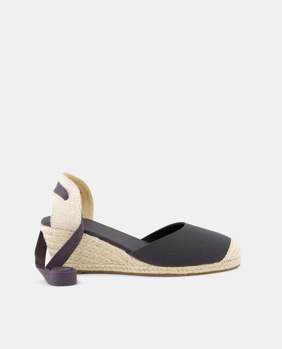 Alapargatas de mujer cintas Gris oscuro-1