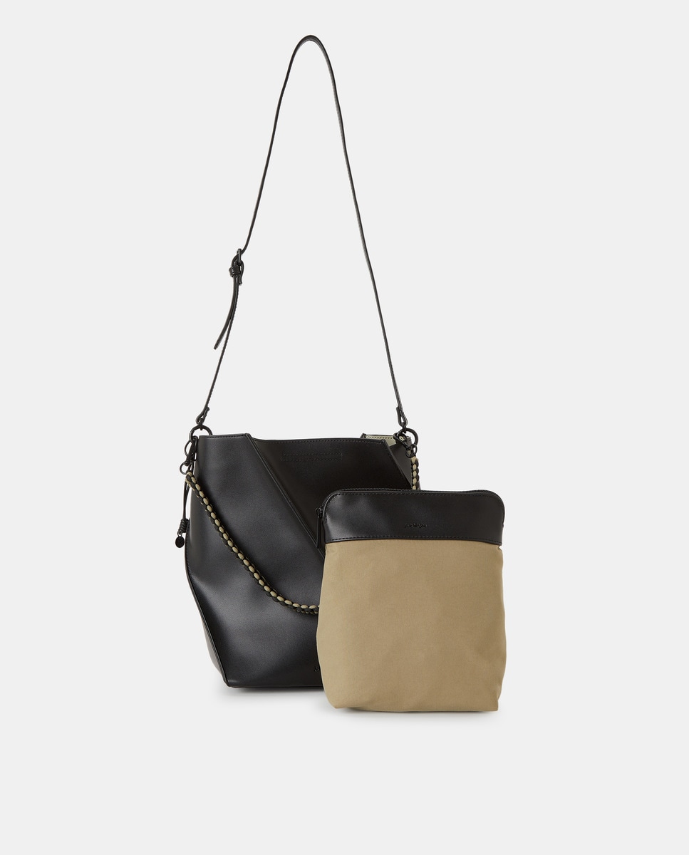 Mala Shopper com Detalhe de Corte Diagonal Preto-2