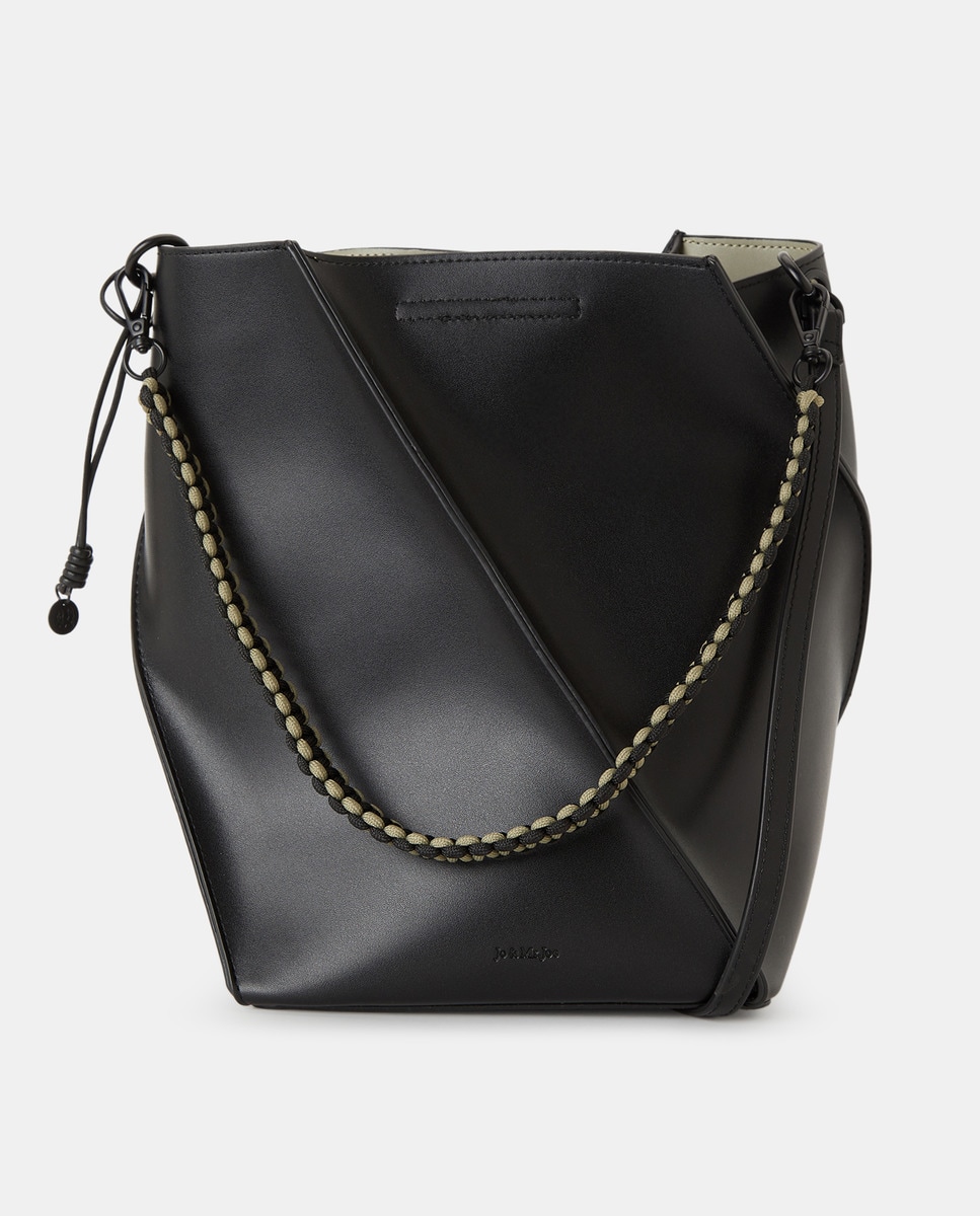 Mala Shopper com Detalhe de Corte Diagonal Preto-1