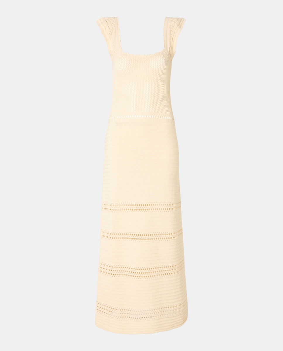 Vestido Rendilhado com Decote Quadrado 120 Cru-4