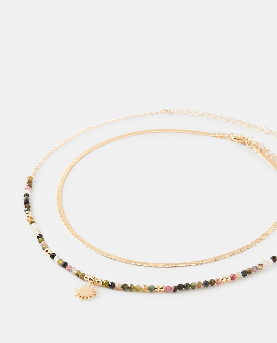 Colar com Pedras Naturais 390 Ouro-2