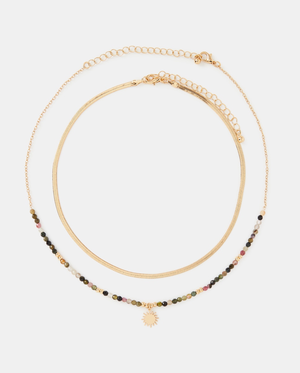 Colar com Pedras Naturais 390 Ouro-1