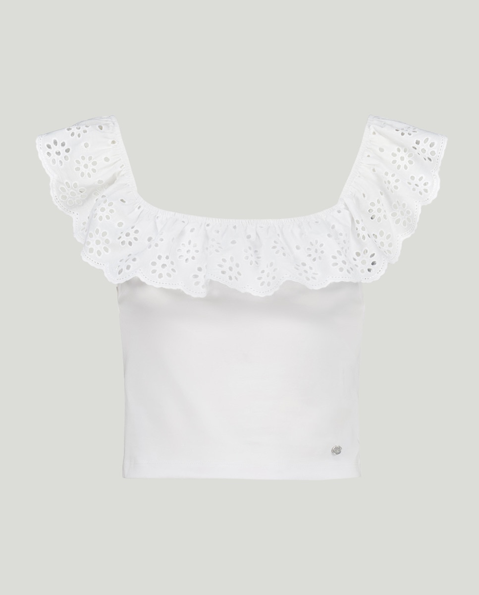 Top de Decote à Barco com Folho Branco-4
