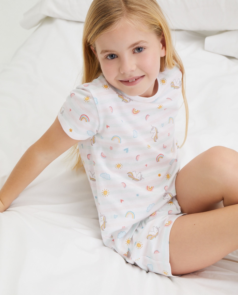 Pijama Curto com Estampado de Fantasia Rosa-2