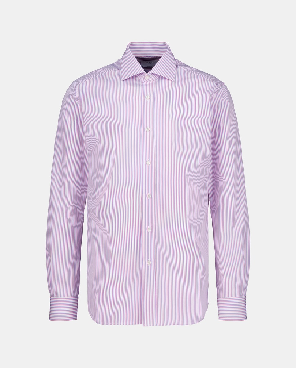 Camisa Formal às Riscas com Manga Comprida Rosa-4