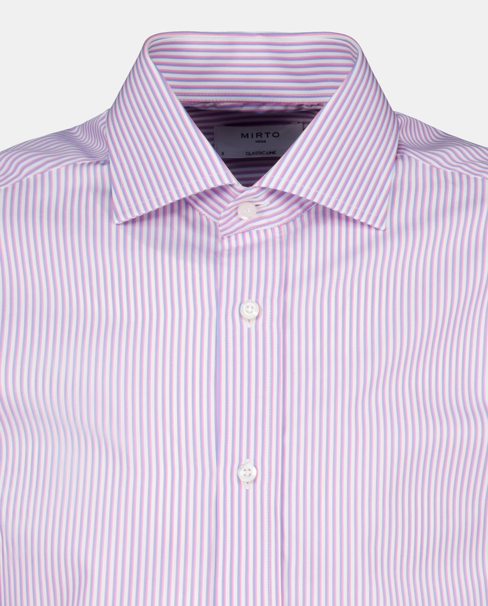 Camisa Formal às Riscas com Manga Comprida Rosa-5