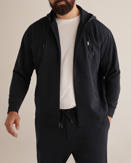 Imagen 0 de Chaqueta deportiva de hombre azul con capucha tallas grandes
