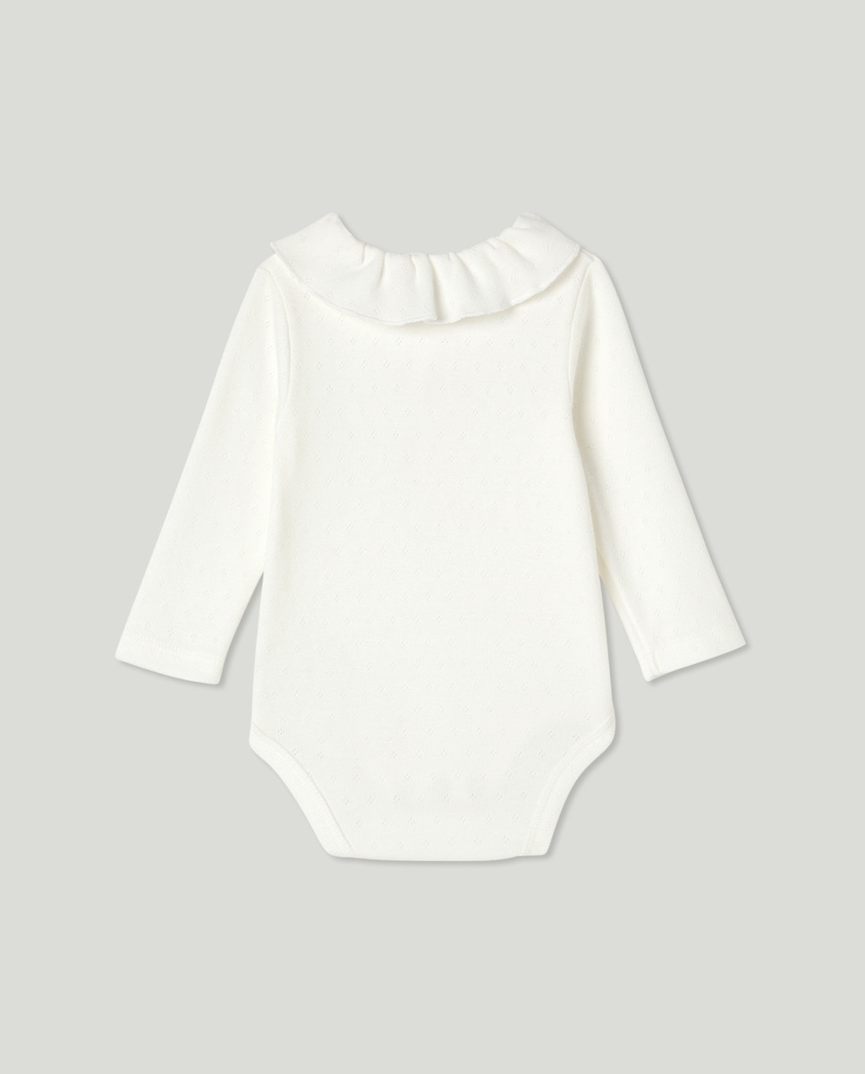 Body de bebé manga larga desagujado con cuello Crema-2