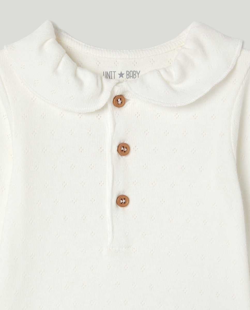 Body de bebé manga larga desagujado con cuello Crema-3