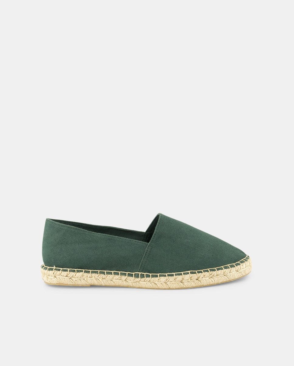 Alpargata de hombre de lona con piso de yute Verde oscuro-1