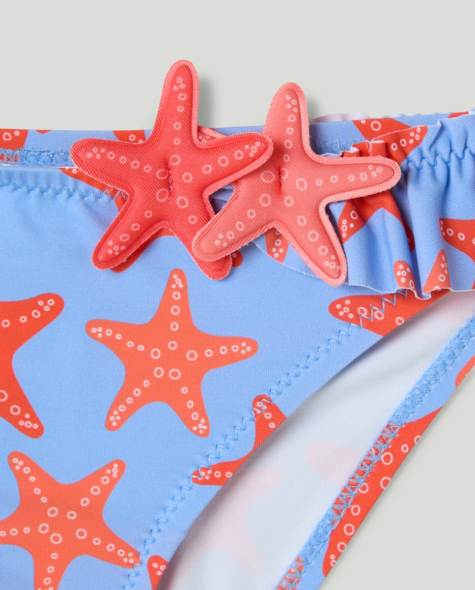 Cueca de Banho com Estampado de Estrelas do Mar Azul-3