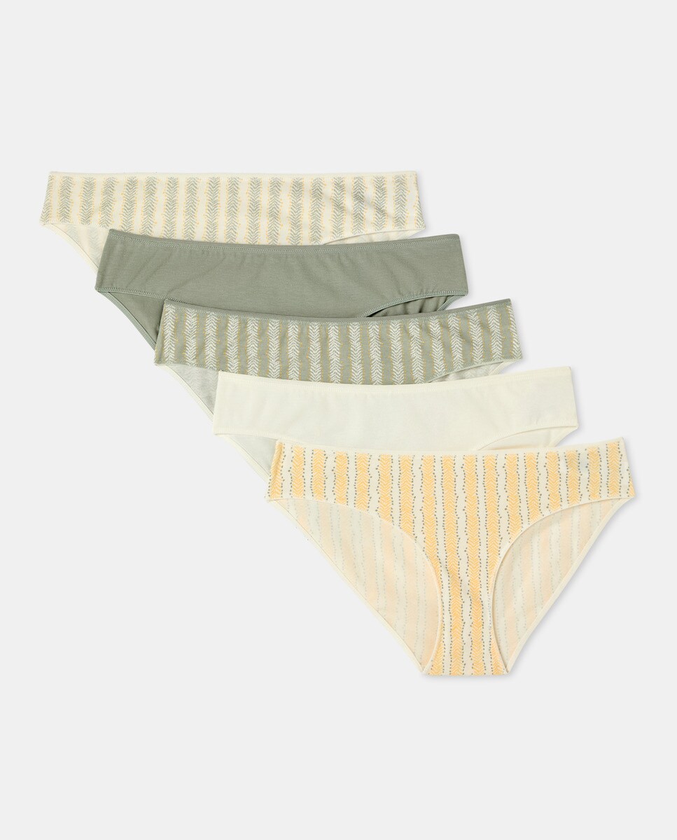 Pack 5 braga bikini algodón estampadas Amarillo-3