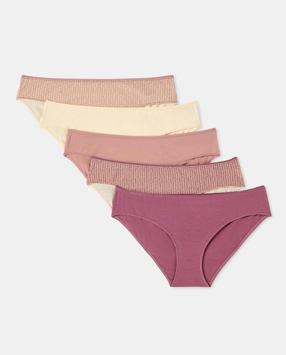 Pack 5 braga bikini algodón estampadas Rojo-3
