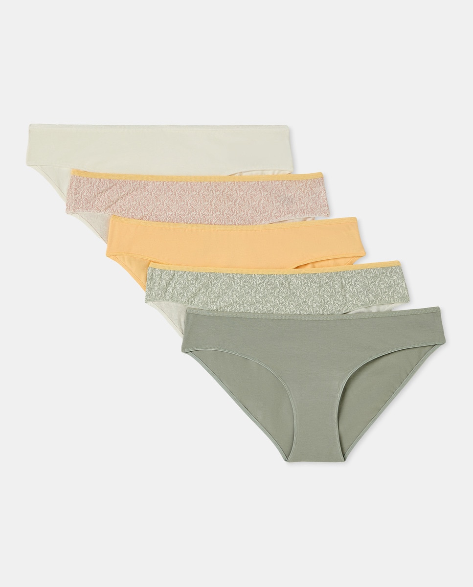 Pack 5 braga bikini algodón estampadas Amarillo-3