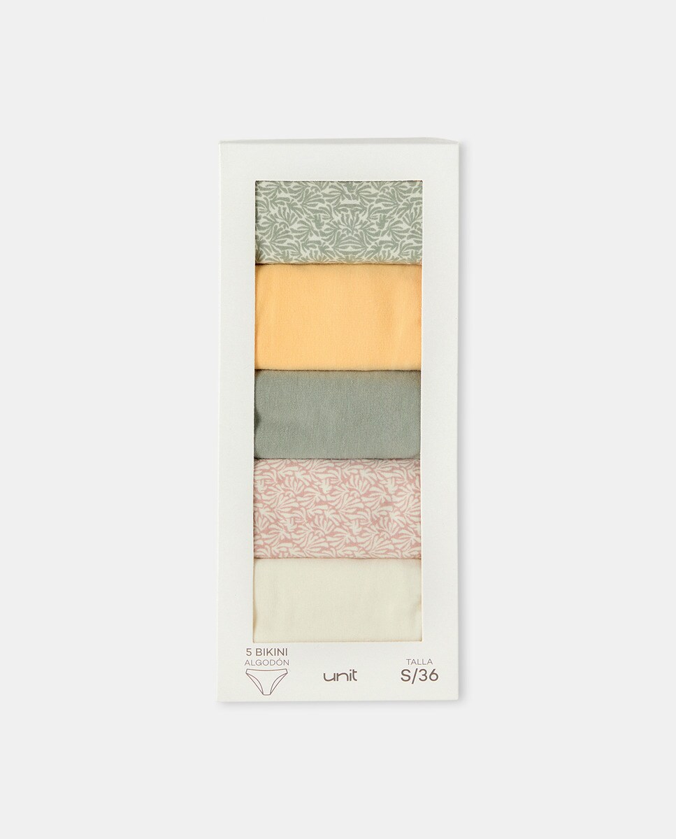 Pack 5 braga bikini algodón estampadas Amarillo-5