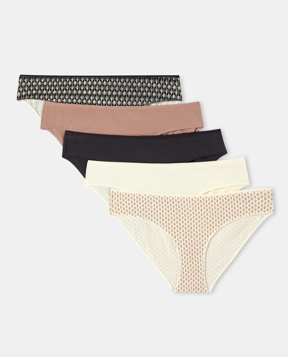 Pack 5 braga bikini algodón estampadas Maquillaje-3