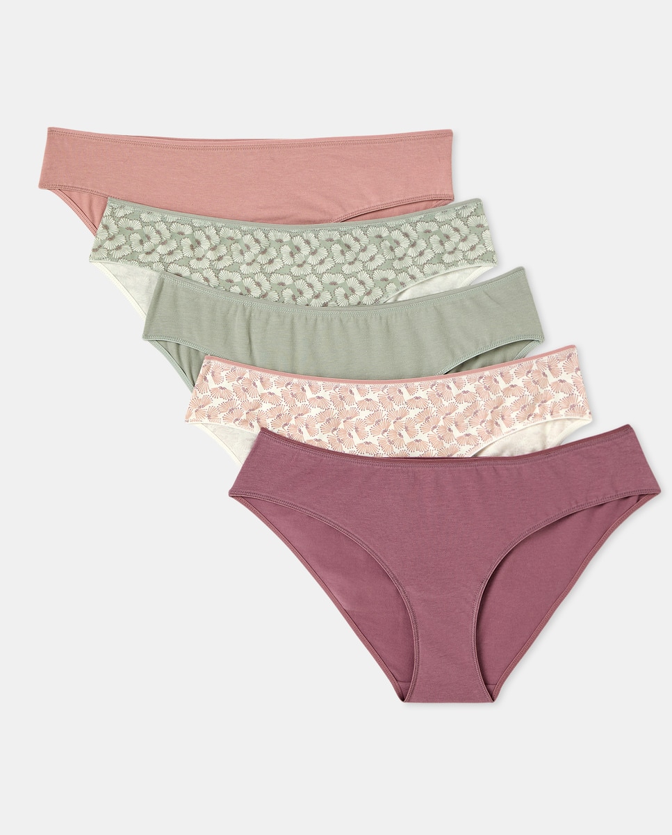 Pack 5 braga bikini algodón estampadas Verde-3