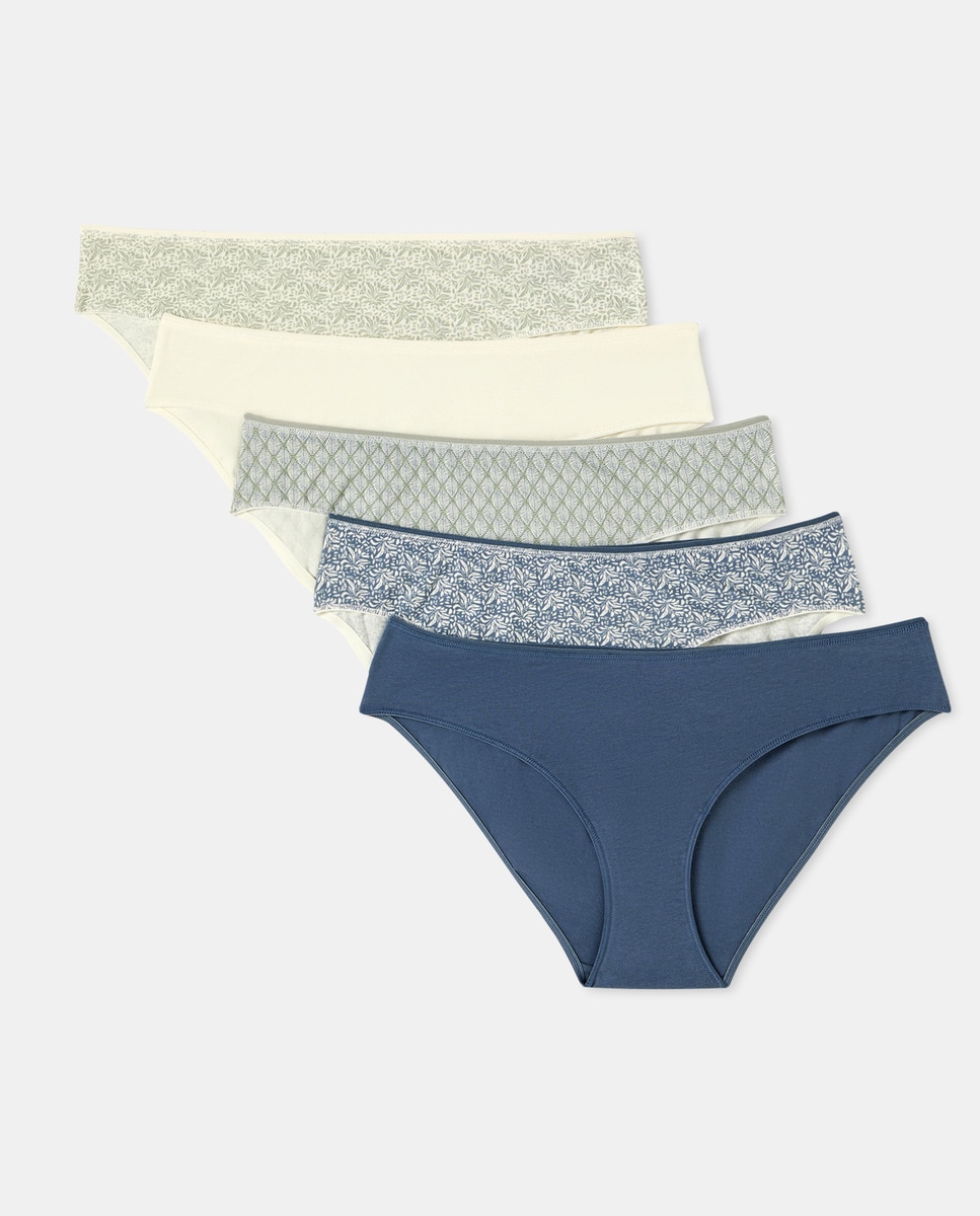 Pack 5 braga bikini algodón estampadas Azul-3