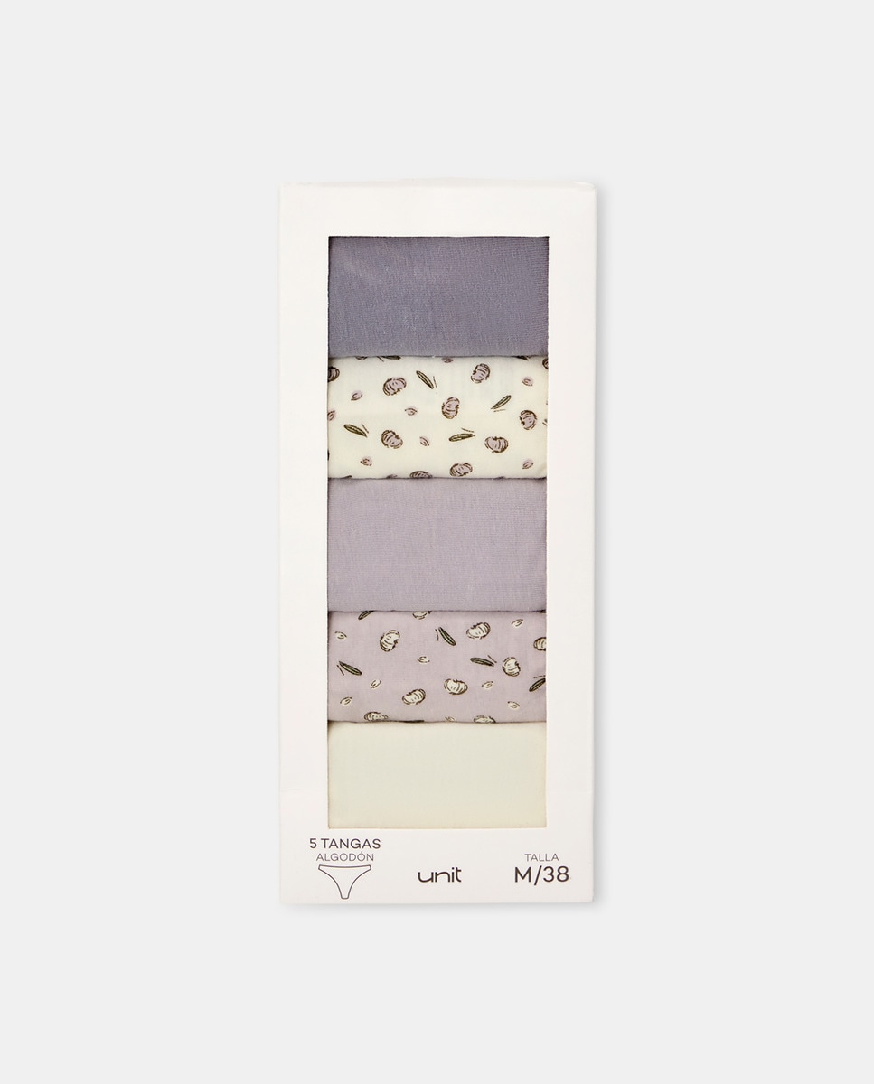Pack 5 tangas algodón estampados Lila-5