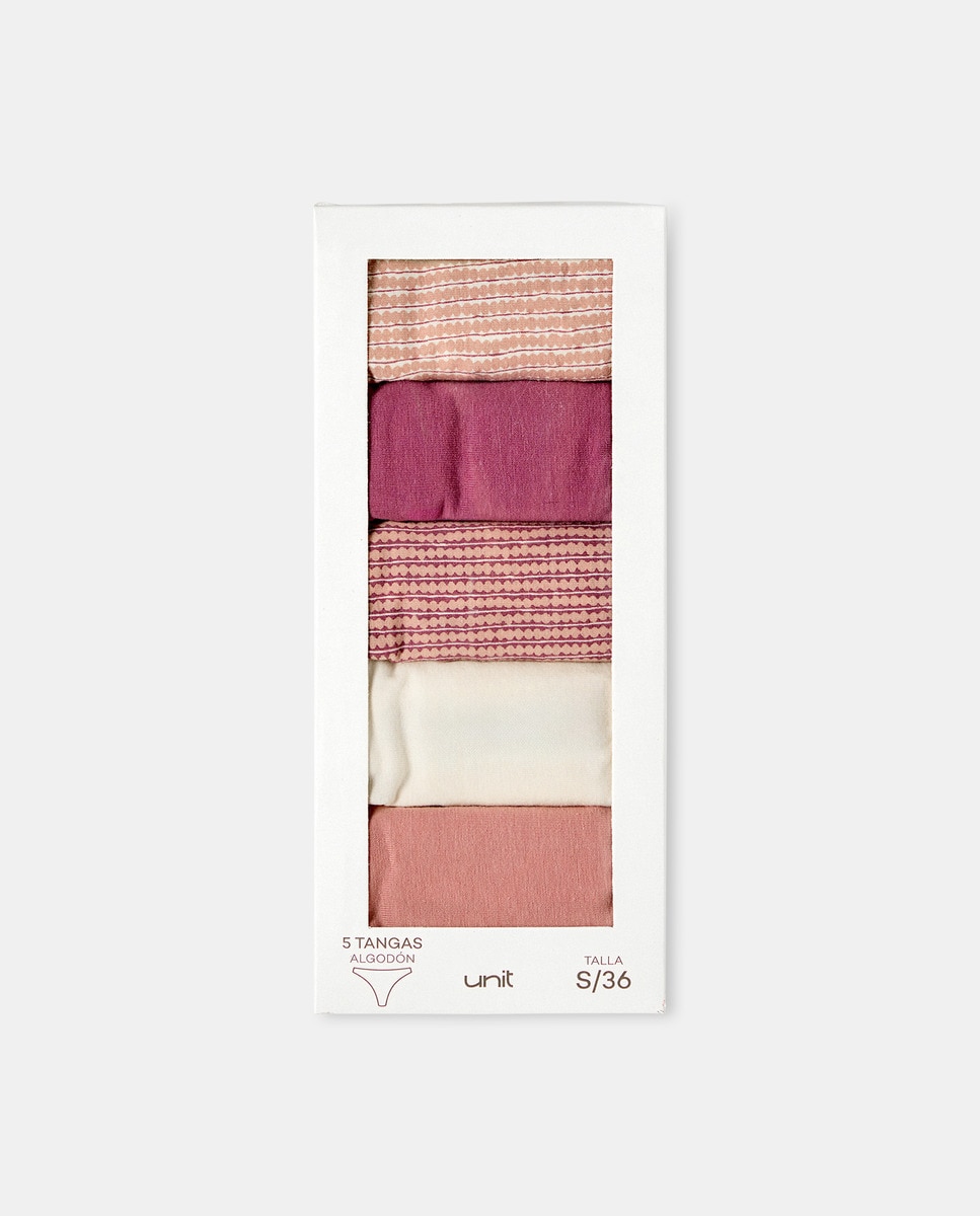 Pack 5 tangas algodón estampados Granate-5