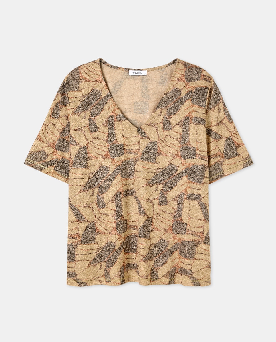 T-shirt de mulher com manga curta Castanho-4