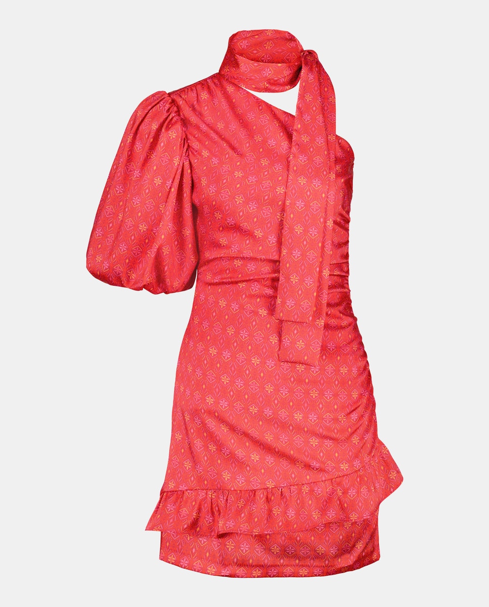 Vestido curto com folho Buganvília-4