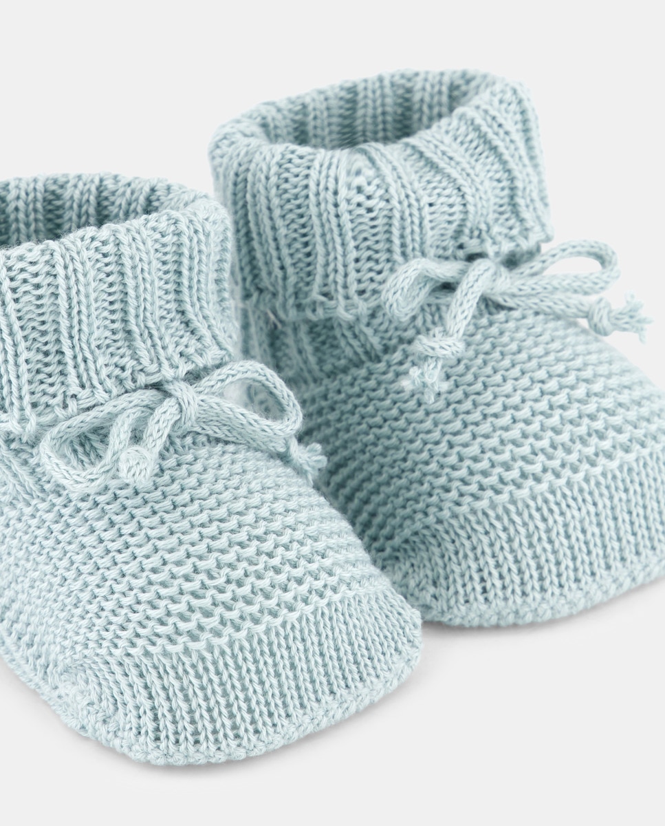 Botas de Tricot de Máquina Básicas Unissexo com Dobra com Laço de Tricot Verde-5