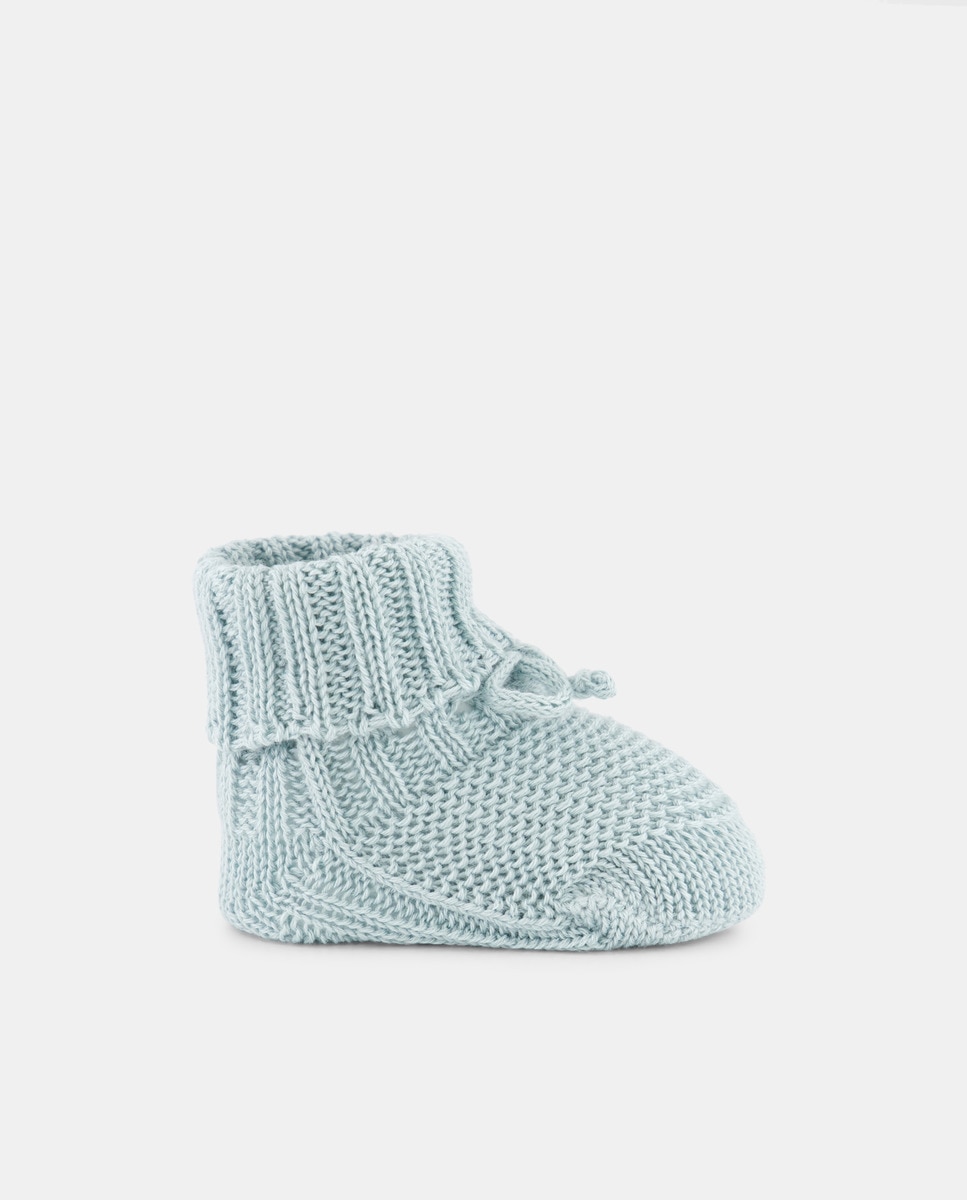 Botas de Tricot de Máquina Básicas Unissexo com Dobra com Laço de Tricot Verde-1