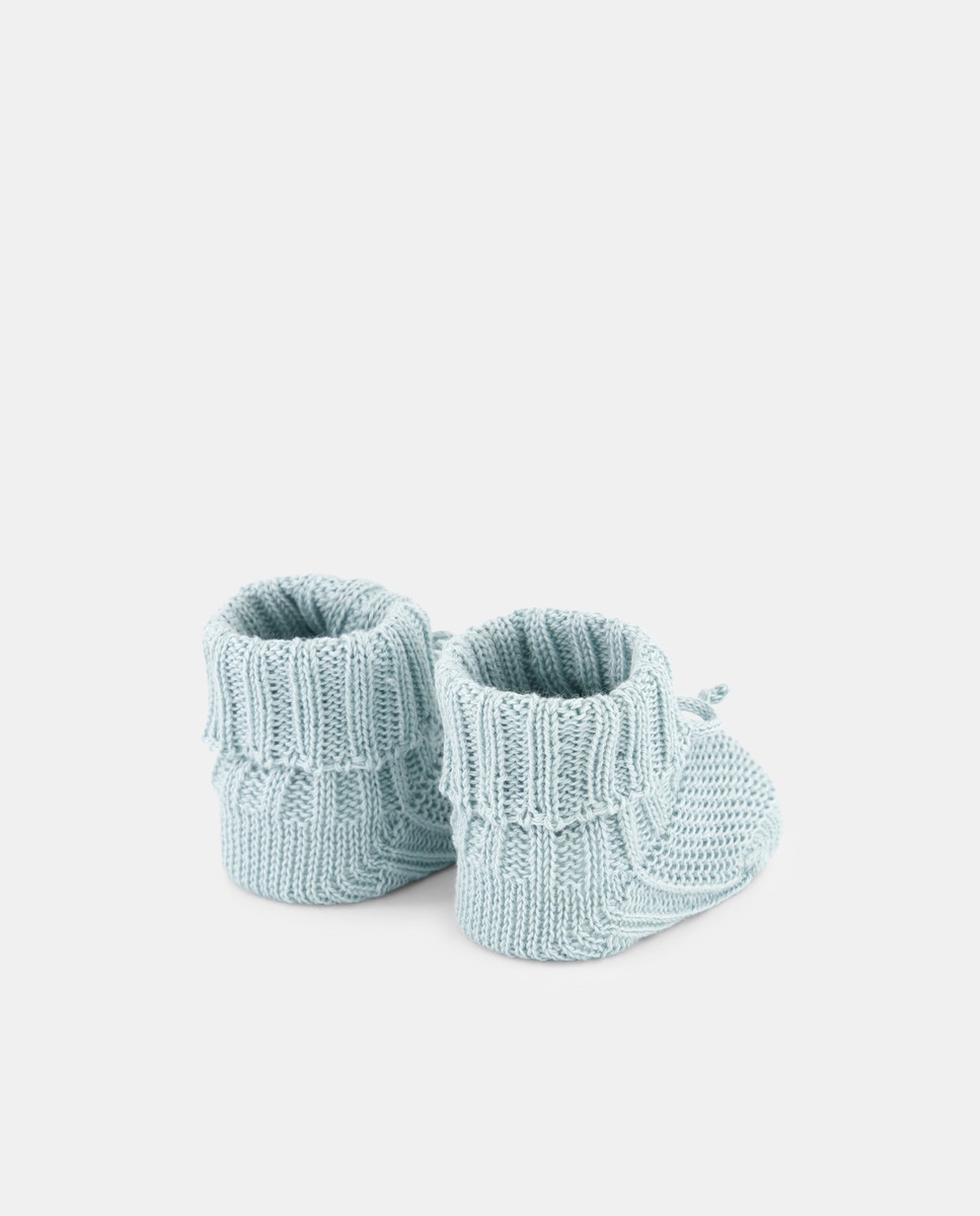 Botas de Tricot de Máquina Básicas Unissexo com Dobra com Laço de Tricot Verde-3