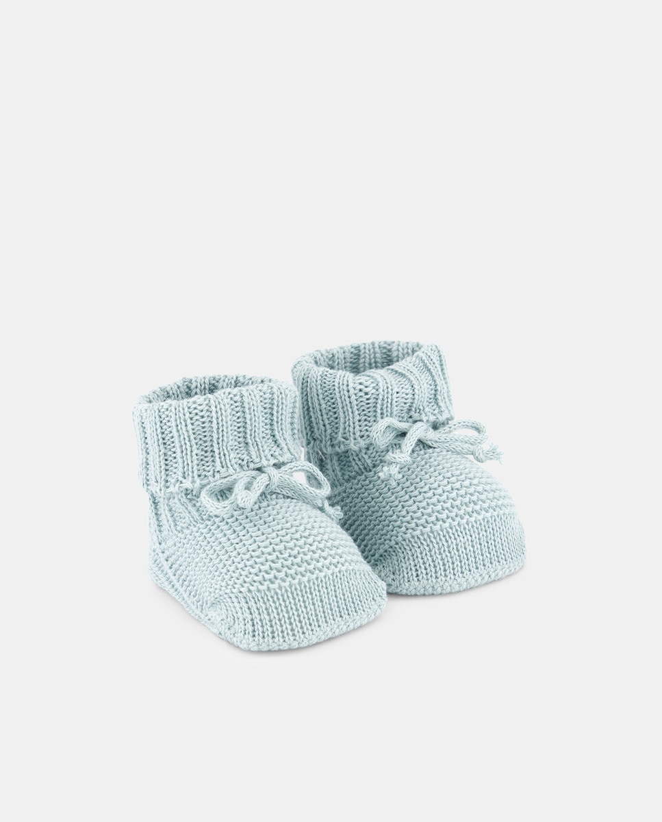 Botas de Tricot de Máquina Básicas Unissexo com Dobra com Laço de Tricot Verde-2
