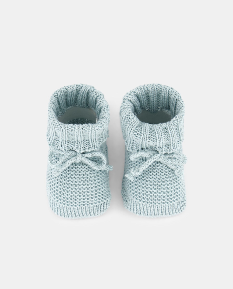 Botas de Tricot de Máquina Básicas Unissexo com Dobra com Laço de Tricot Verde-4