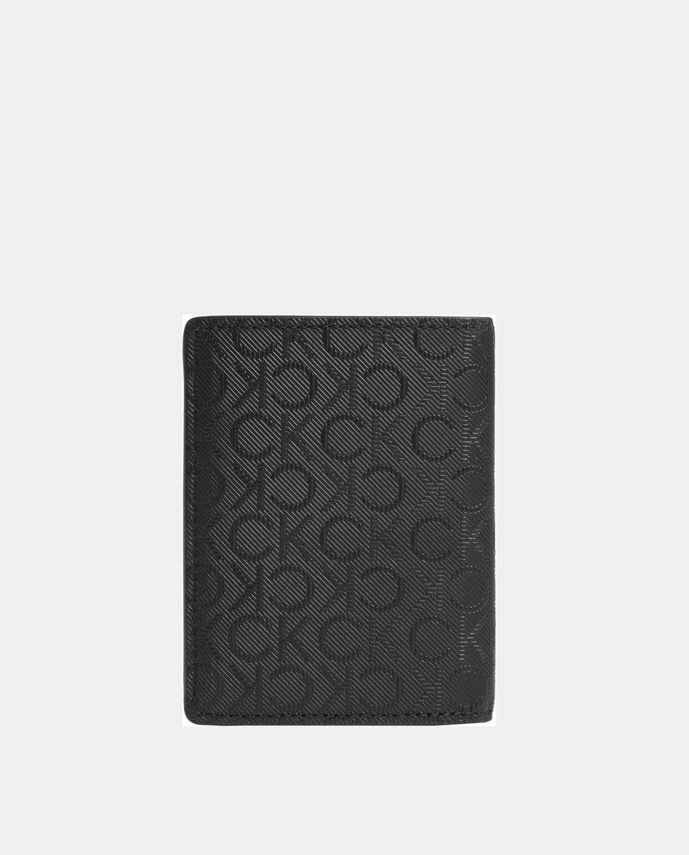Carteira Bifold com Estampado de Monograma Cinzento-2