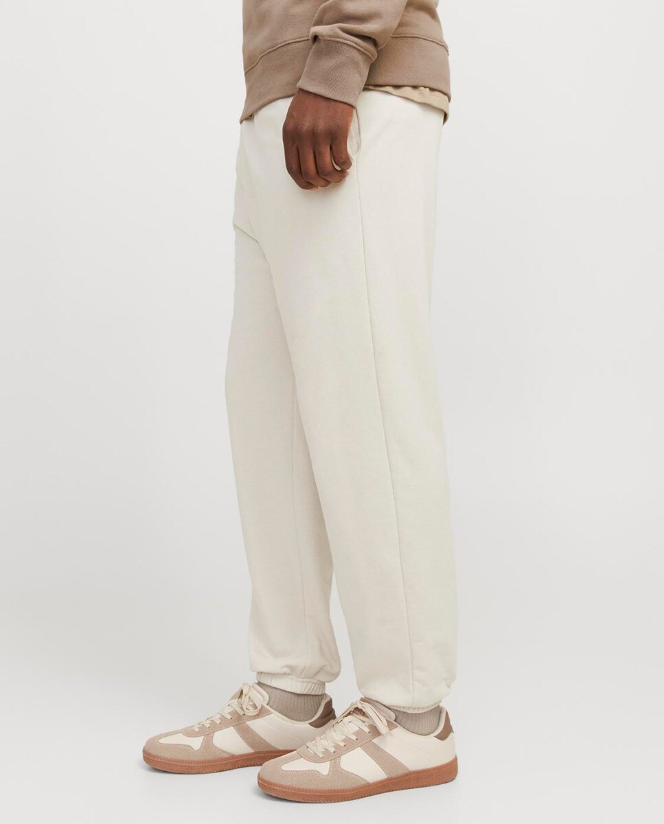 Joggers com Cós Elástico e Cordões Bege-5
