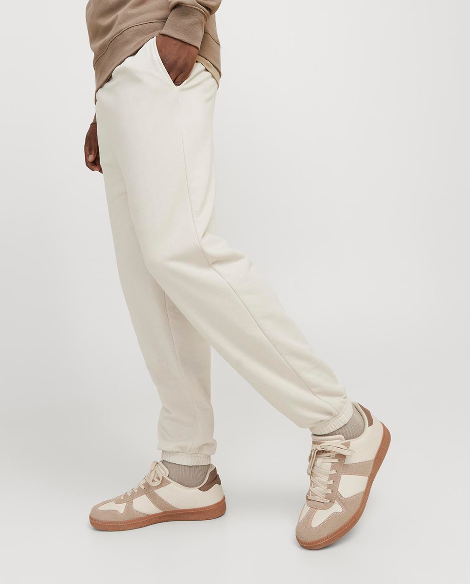 Joggers com Cós Elástico e Cordões Bege-4